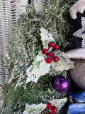 Frosted Faux Fir Snowman Swag