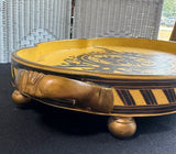 Heavyweight Resin Vintage Toleware Medallion Oval Footed Serving Tray AS IS (READ DESCRIPTION CAREFULLY)
