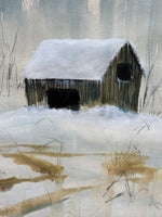 Watercolor of Snowy Cabin; Signed Johnson 74’