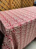 Pottery Barn Red/Off White Table Cloth, 108"x70"