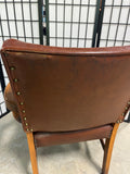 Mid Century/ Gunlocke Georgian  Style Wood/Leather Arm Chair
