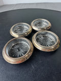 4-Piece B-I Pressed Glass & Sterling Silver Coasters