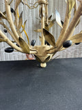 Italian Tole Painted Metal Olive Tree Chandelier