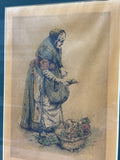Tinted Silk Etching “The Vegetable Woman” by Paul Geissler; Signed (AS IS)