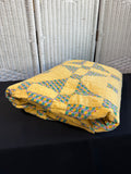 (F) Yellow Log Cabin Reversible Handmade Quilt