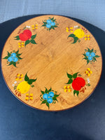 Fruit Tole Painted Vintage Wooden Lazy Susan