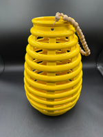 Yellow Ceramic Hanging Lantern With Wooden Beads Handle