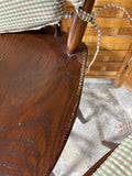 Pair of Swivel Bar Stools (30"H) with Green Plaid Seat Cushions
