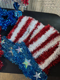 Large Lot of Patriotic Tinsel Decor with American Flags