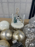Ornament Lot: Silver, Gold, and White Tones