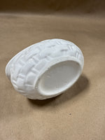 Small White Woven Basket Style Sugar Dish