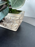 Artificial Greenery in Cream Embossed Ceramic Planter