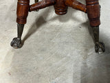 Antique Swivel Piano Stool with Glass Ball Feet