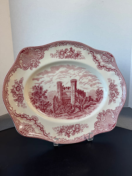 (B) Johnson Bros. Old Britain Castles Pink Large Oval Serving Platter