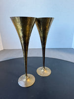 Pair of Indian Brass Art Ware Champagne Flutes