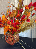 Pumpkin & Scarecrow Faux Fall Floral Arrangement