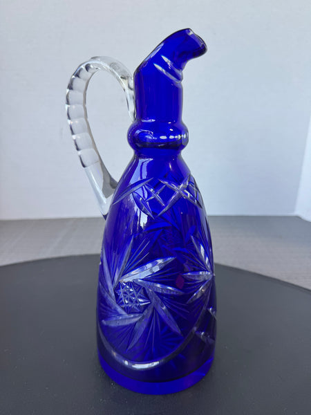 (B) Bohemian Czech Cobalt Cut Crystal Decanter