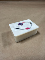 Floral Inlaid Stone Rectangle Trinket Box