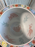 Chinese Floral & Koi Ceramic Fishbowl Planter with Wooden Stand