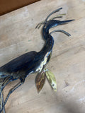 Metal Crane Wall Sculpture; Signed