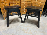 Black Painted Wooden Stools, Set of 2