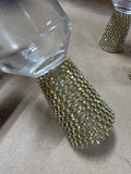 Set Of 4 Christian Siriano Style Gold Rim With Rhinestone Strip Champagne Flutes