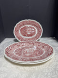 (B) 3-Piece Mason’s England Vista Pink China Gadroon Edge Oval Platters