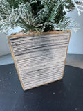 Faux Frosted Fir Tree in Distressed Wooden Planter
