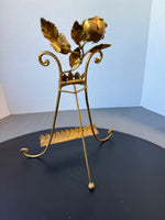 Italian Gilt Floral Tole Metal Scroll Easel
