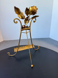 Italian Gilt Floral Tole Metal Scroll Easel