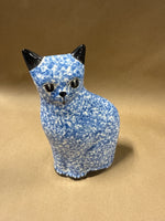N.S. Gustin Blue Speckled Ceramic Cat