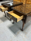 Harden Pair of Drop Leaf End Tables with Protective Glass