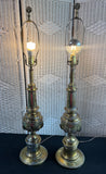 Pair of Large Heavyweight Brass Plated Lamps (WORKS)