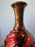 Heather Ann Creations Red & Gold Foil Spiral Ceramic Vase