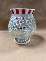 Snowman Mosaic Glass Candle Holder