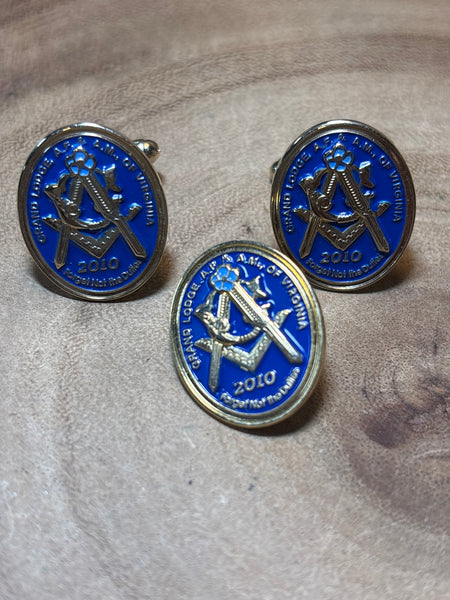 Grand Lodge A.F. & A.M. of Virginia Cuff Links & Pin Set
