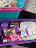 (A) Craftstor 2-Compartment Craft Storage Bin with Craft Supplies
