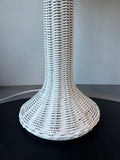 White Wicker Table Lamp (WORKS)