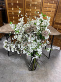 Large Bouquet of Faux Flowers, Mostly White Color Tones