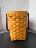 Longaberger 2001 Large Summertime Boardwalk Basket with Plastic Liner & Extending Fabric Liner