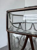 MCM Brutalist Caged Wrought Iron Art Glass Hand Blown Vintage Candle Holder AS IS (READ DESCRIPTION CAREFULLY)