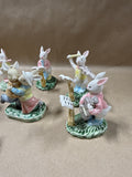 Lot Of 7 Ceramic Ragtime Bunnies