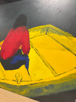 Vibrant Primary Colored Painting of Man in Boat