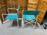 Metal Director's Chairs with Turquoise/Teal Covers, set of 2