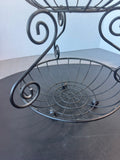 Black Metal Scroll 2-Tier Fruit Basket