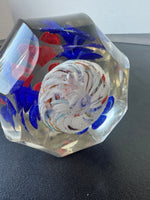 (B) 2-Tone Floral Garden Art Glass Paperweight