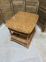 Wicker/Rattan Side Table with Protective Glass