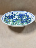 Hand Painted Floral Iris Serving Bowl — Signed At Bottom