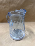 Blue Glass Swirl Water Pitcher With Ice Lip