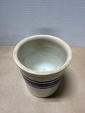 Small Blue Striped Pottery Crock